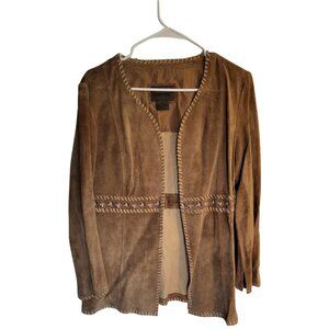 Vintage Suede Jacket with Floral Embroidery